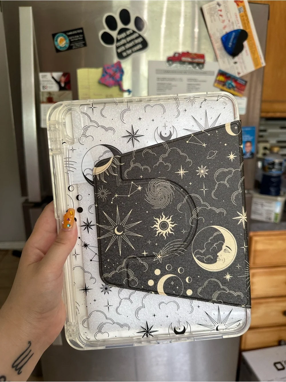 Celestial Moon & Star Tablet IPad 10 case in Black and Gold